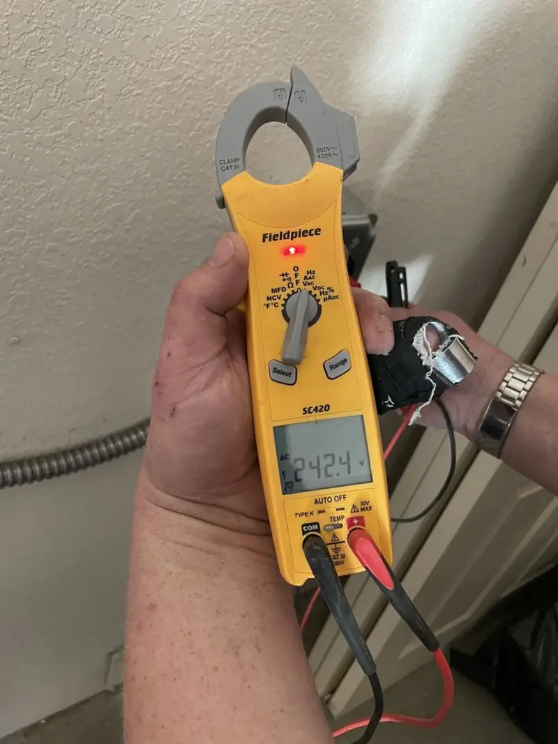 Voltage testing with clamp meter during Aluminum Wiring Replacement in Rocky Mount